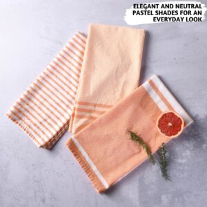 Folkulture Kitchen Towels with Hanging Loop, 100% Cotton Dish Towels or Tea Towels for Décor, Hand Towels or Kitchen Towels, 20 x 28 inches, Set of 3 (Autumn Sunset)