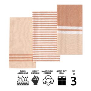 Folkulture Kitchen Towels with Hanging Loop, 100% Cotton Dish Towels or Tea Towels for Décor, Hand Towels or Kitchen Towels, 20 x 28 inches, Set of 3 (Autumn Sunset)