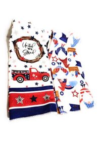 set of 2 decorative patriotic 4th of july gnomes kitchen towels, 15x25 in