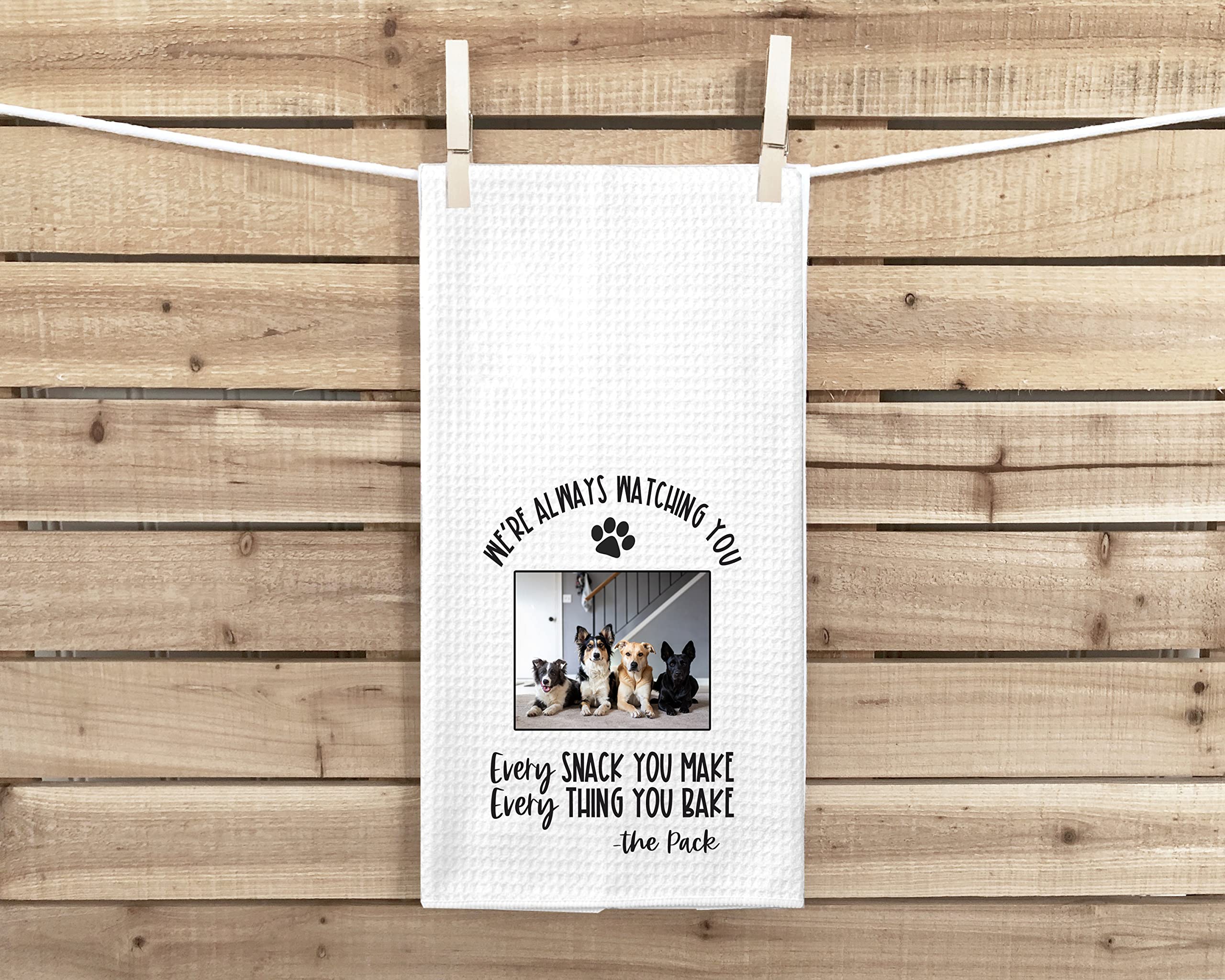 The Creating Studio Customized Dog or Cat Kitchen Towel, Add Your Photo Personalized Dog or Cat Owner Gift, Always Watching You Kitchen Towel, Hostess Gift