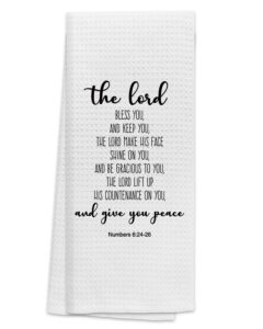 tunw christian themed kitchen towels 16×24,bible verse scripture numbers 6:24-26 soft and absorbent kitchen tea towel dish towels hand towels,christian gifts for women faith men faith