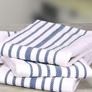 Native Fab 12 Pack Scandia Stripe Kitchen Dish Towels Cotton Absorbent Durable Washable 14x25 - Tea Towels, Dish Cloths, Restaurant Cleaning Towels, Kitchen Towels with Hanging Loop, Blue White