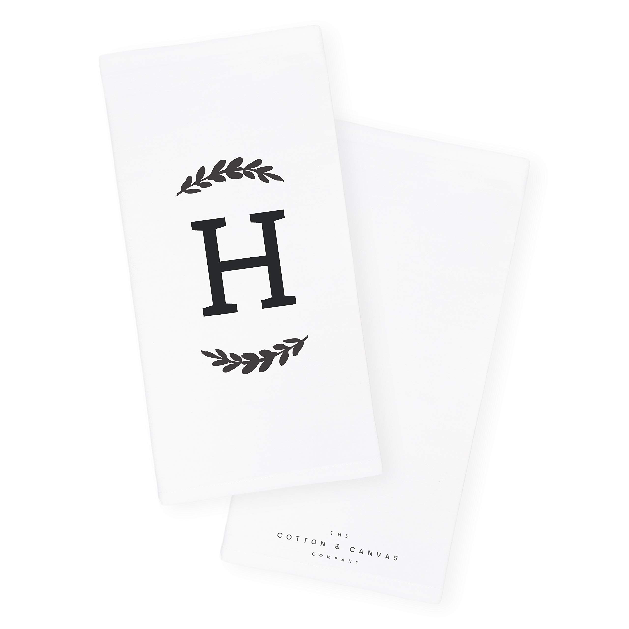 The Cotton & Canvas Co. Personalized Single Monogram Initial H Soft Absorbent Kitchen Tea Towel, Flour Sack Towel, Dish Cloth