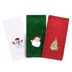 christmas hand towels, 3 packs decorative dish towels set, 100% cotton wash basin towels for drying, cleaning, cooking & baking, embroidered christmas holiday design towels gift set