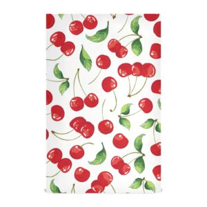 susiyo red cherry fruits kitchen dish towel, set of 4 pcs soft polyester dish cloth for cooking washing, 28 x 18 inch