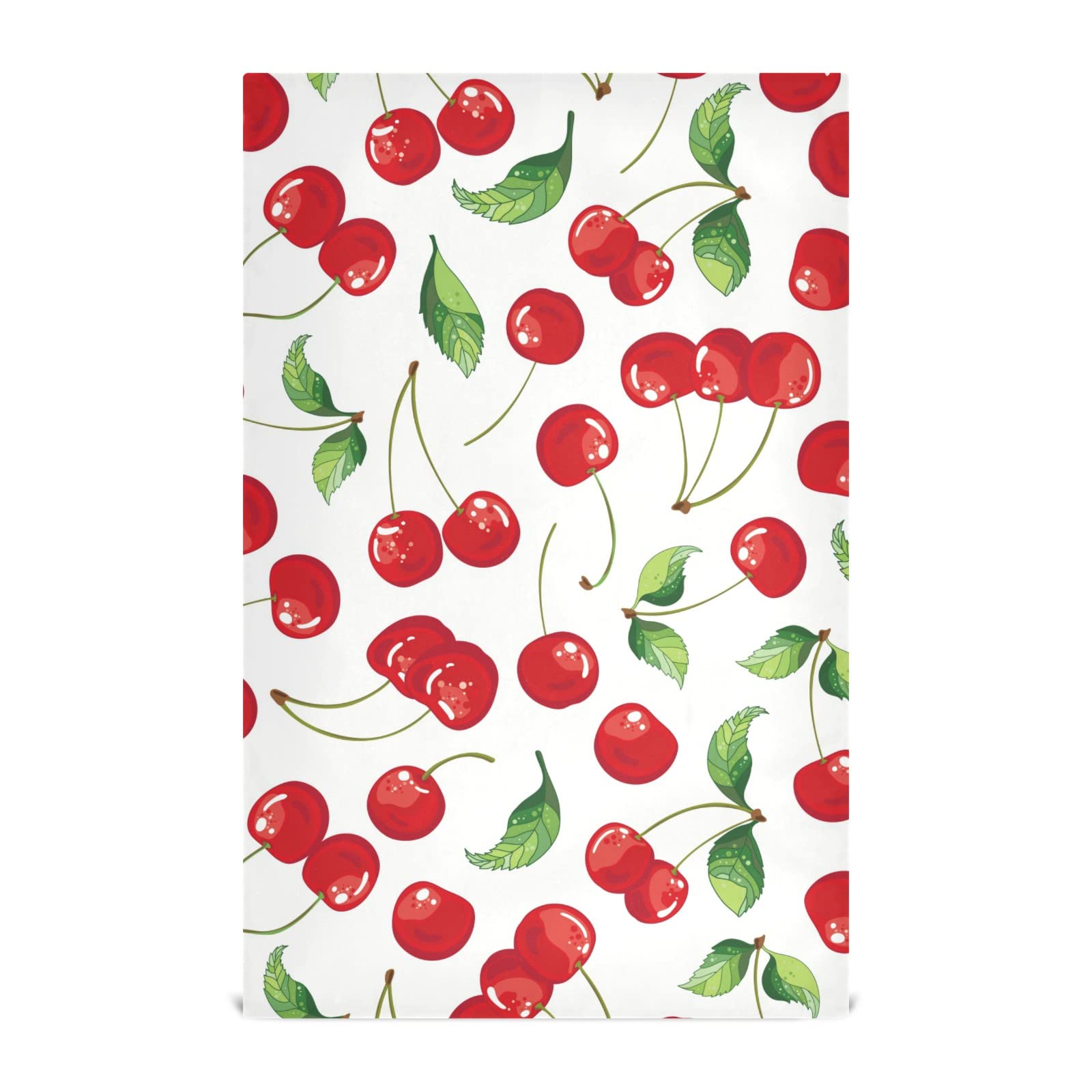 susiyo Red Cherry Fruits Kitchen Dish Towel, Set of 4 Pcs Soft Polyester Dish Cloth for Cooking Washing, 28 X 18 Inch