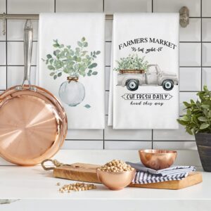 AnyDesign Farmhouse Kitchen Towel 18 x 28 Inch Watercolor Greenery Truck Dish Towel Seasonal Rustic Hand Drying Tea Towel for Spring Summer Cooking Baking Cleaning Wipes, 2Pcs