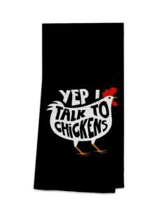 ohsul yep i talk to chickens highly absorbent kitchen towels dish towels dish cloth,funny chicken hand towels tea towel for bathroom kitchen decor,chicken lovers farm women girls gifts