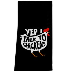 OHSUL Yep I Talk to Chickens Highly Absorbent Kitchen Towels Dish Towels Dish Cloth,Funny Chicken Hand Towels Tea Towel for Bathroom Kitchen Decor,Chicken Lovers Farm Women Girls Gifts