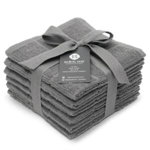 mellow buff 100% cotton terry dish cloth plain, 6 pack 12 x 12 inches, super soft and absorbent dish rags, perfect for kitchen cleaning and dish washing | light gray