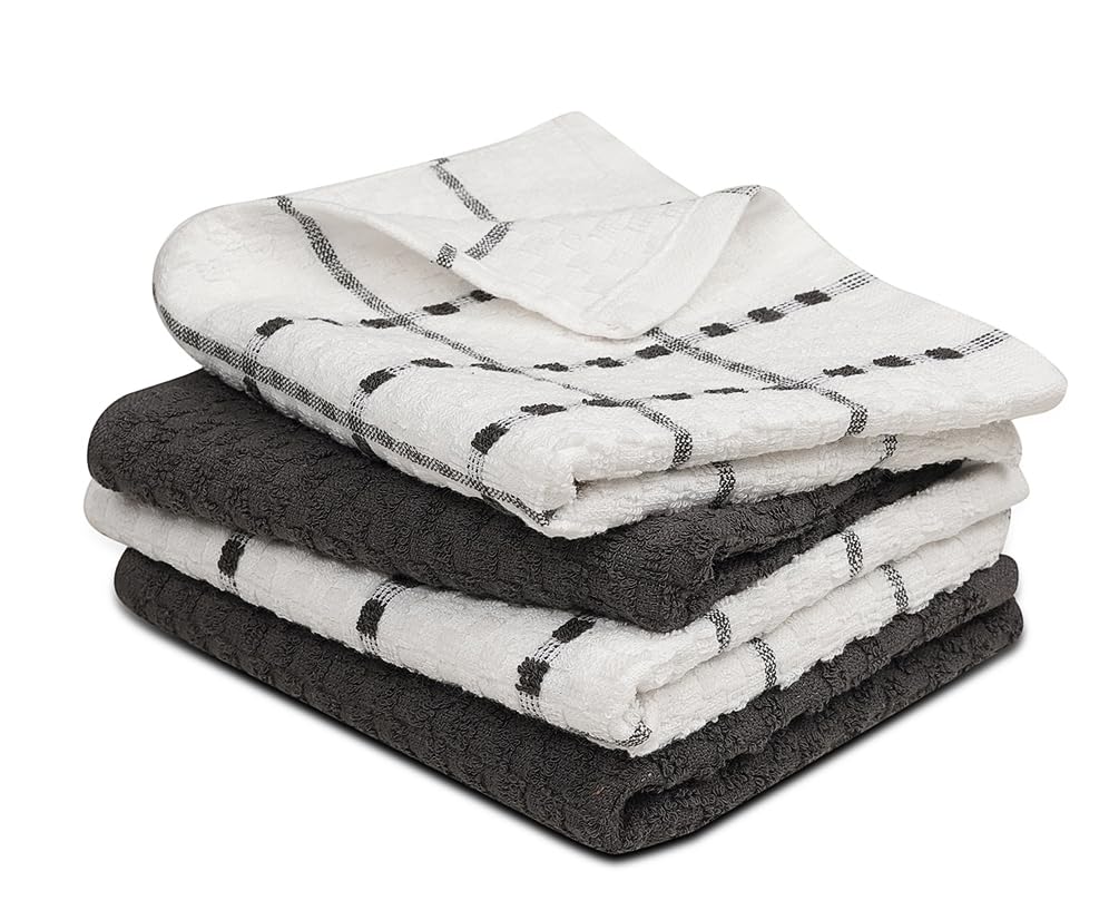 ZOYER 12 Pack Kitchen Towels & Dishcloths Sets -100% Cotton Dish Towels for Kitchen -15x25 inches Dish Cloths for Kitchen-Hand Towels for Kitchen-Highly Absorbent Dish Towels for Drying Dishes