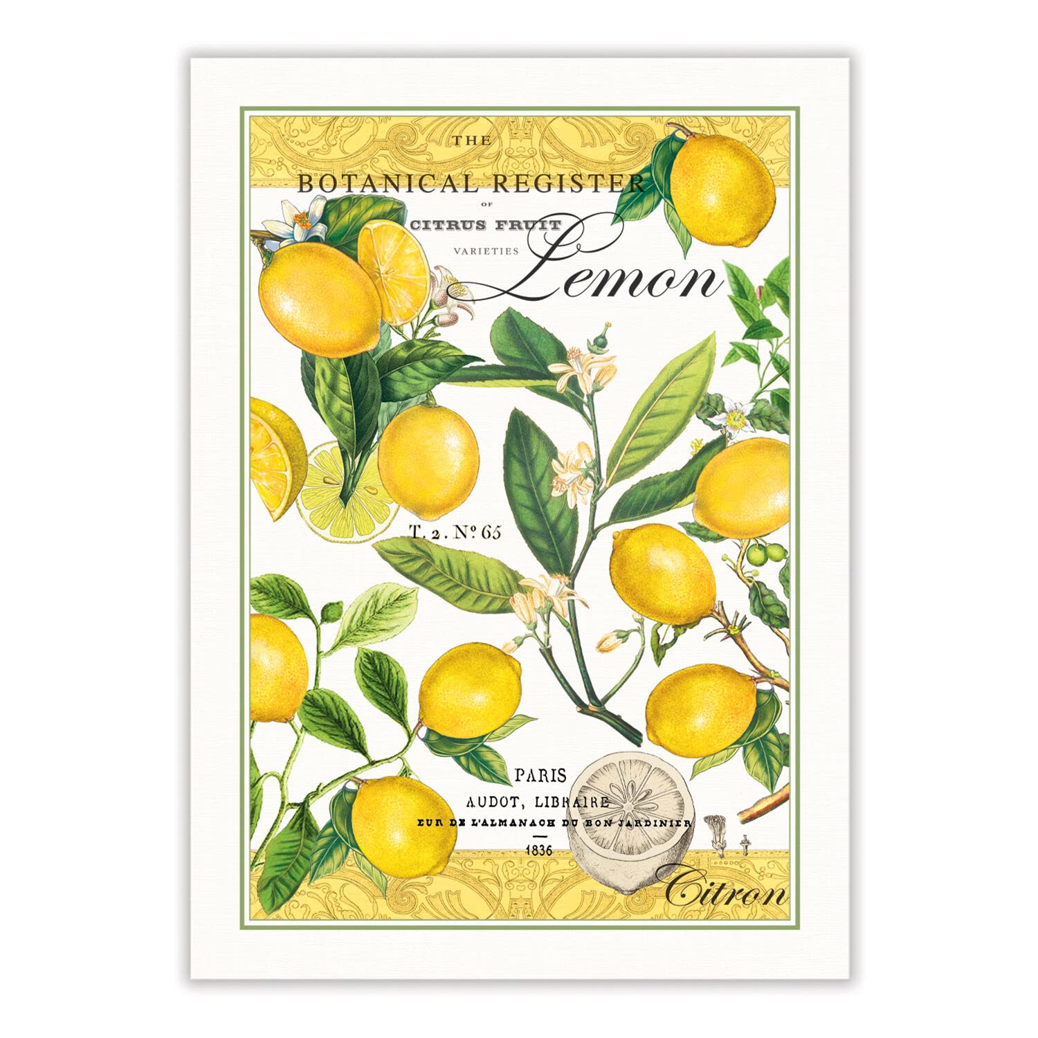 Michel Design Works Lemon Kitchen Towel, Natural Woven Cotton