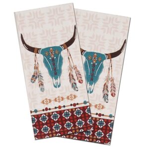 southwest at heart western cattle skull kitchen towels set of 2