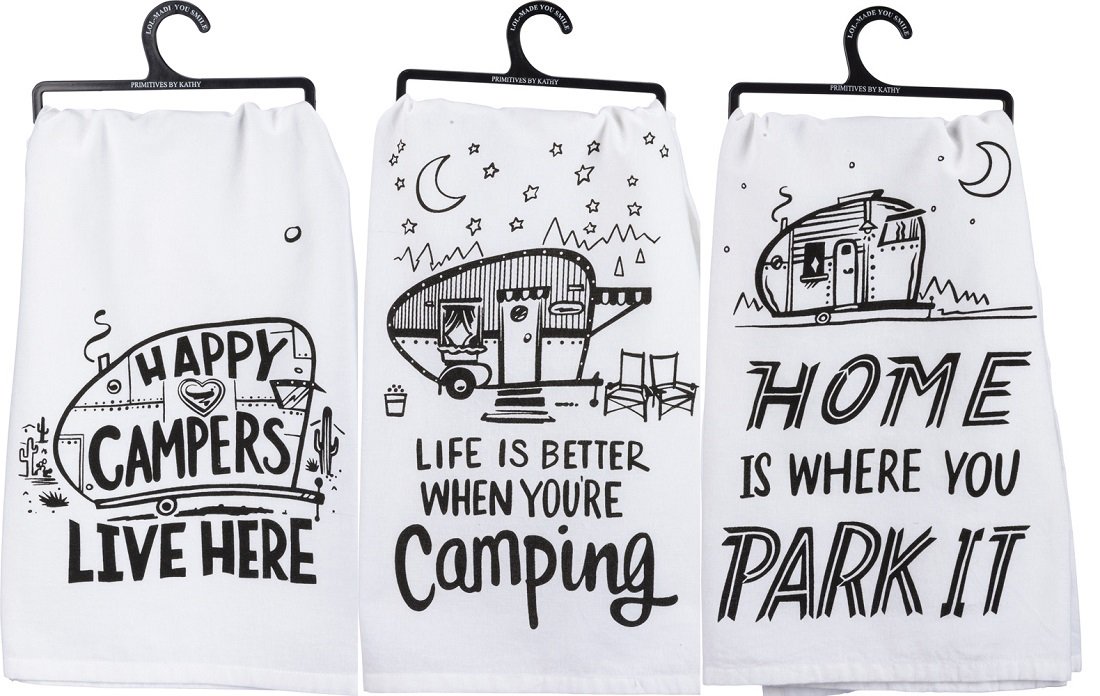 Primitives by Kathy Kitchen Towel Bundle - Happy Campers, Park It, Better Camping