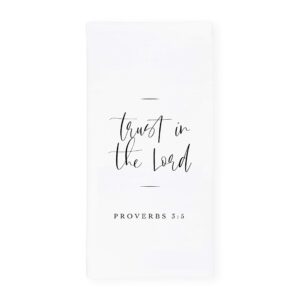 the cotton & canvas co. trust in the lord, proverbs 3:5 scripture, bible, religious, soft and absorbent tea towel, flour sack towel and dish cloth