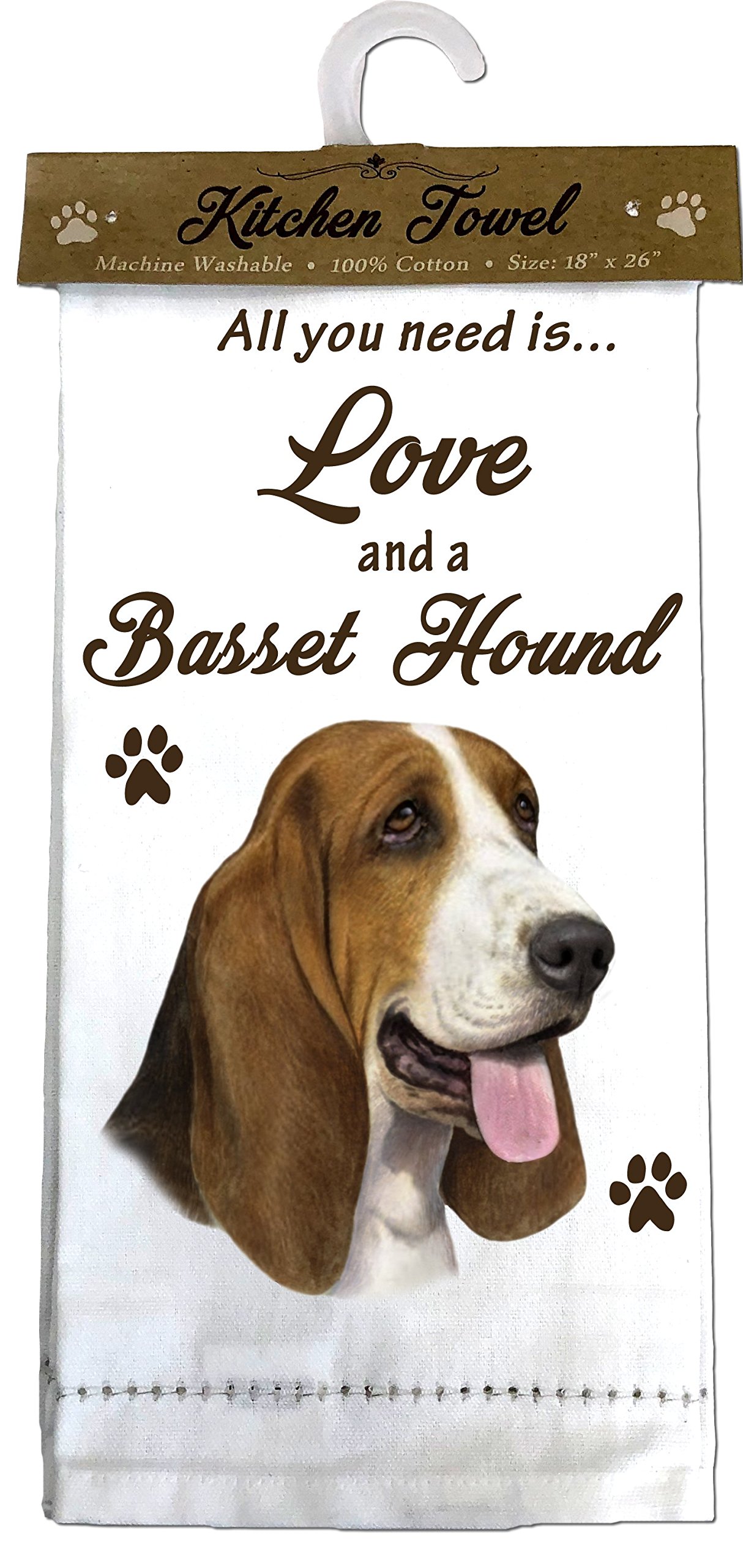 E&S Pets Basset Hound Kitchen Towels, Off-white 26.00" x 18.00"