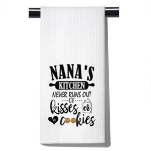 pofull nana’s housewarming gift nana's kitchen never runs out of kisses and cookies dish towel (nana towel)