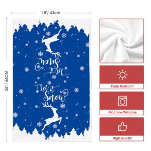 Artoid Mode Elk Snow Merry Christmas Kitchen Towels and Dish Towels Blue, 18 x 26 Inch Winter Xmas Holiday Ultra Absorbent Drying Cloth Tea Towels for Cooking Baking Set of 4