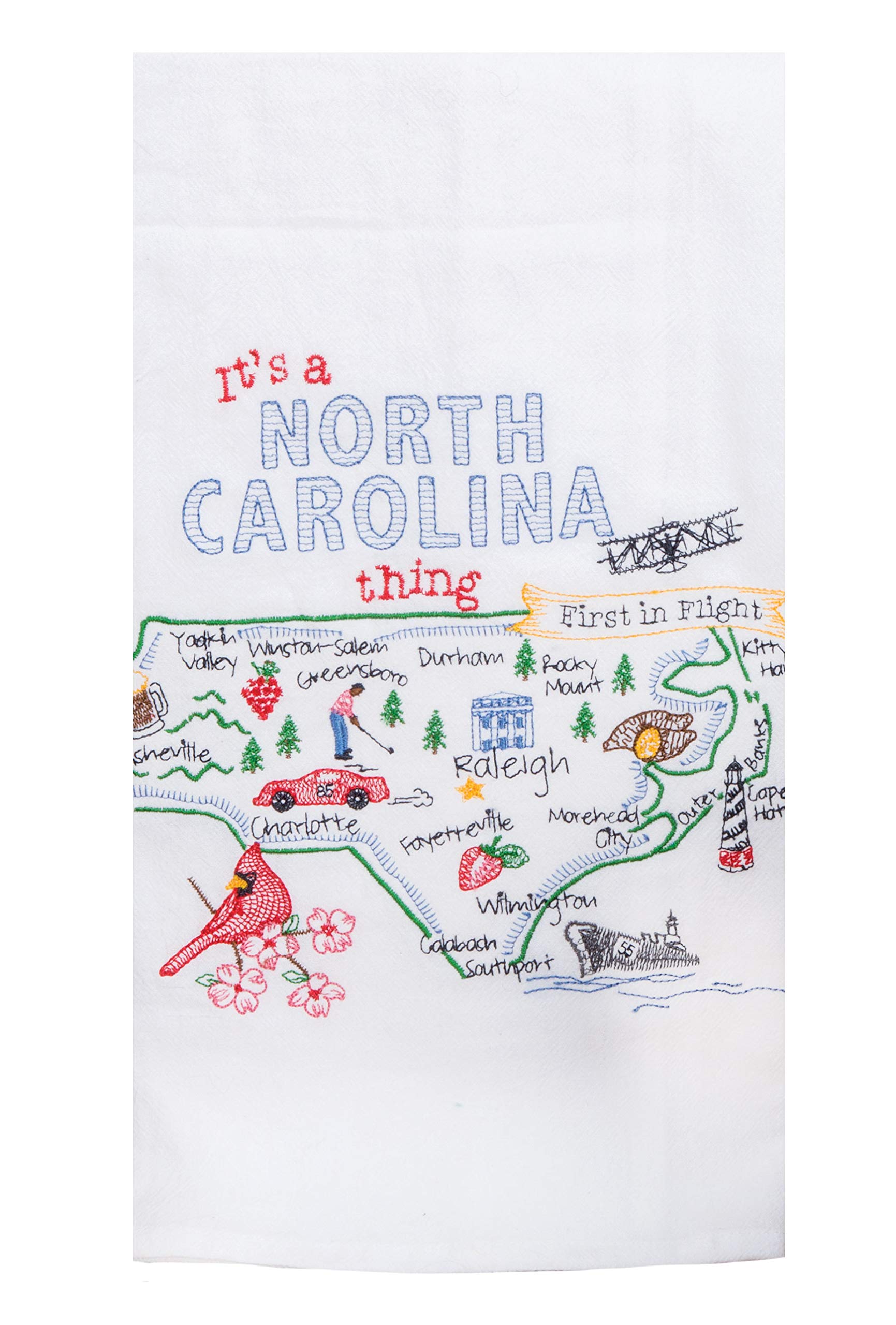 KayDeeDesigns 2 Piece Kay Dee Home State of North Carolina Embroidered Kitchen Towel Bundle, Multicolored