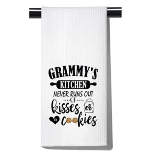 pofull grandma gift kitchen never run out of kisses and cookies dish towel for kitchen decor (gram towel)