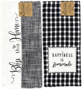 kay dee designs farmhouse, happiness is homemade & bless this home tea towel kitchen dishtowel set, classic flat tea towel ideal for drying glassware and everyday kitchen tasks