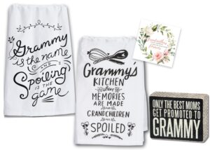 18th street gifts grammy gift set, 3 item kitchen decor set with 2 dish towels and promoted to grammy sign