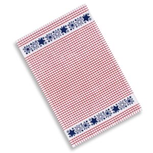 Cackleberry Home Patriotic Stars Windowpane Check Cotton Terrycloth Kitchen Towels, Set of 4