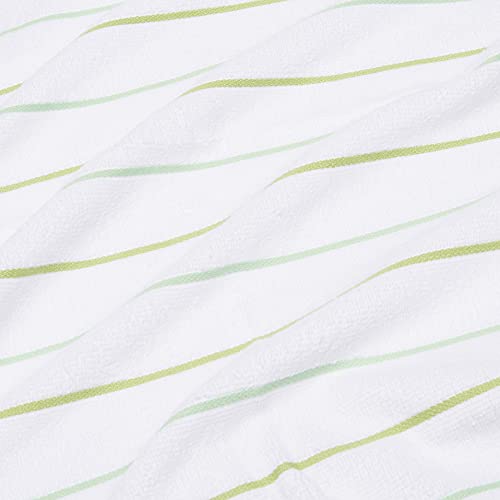 Amazon Basics 100% Cotton Soft & Absorbent, Popcorn Texture Terry Kitchen Cloth, Pack of 4, Green Stripe, 26"L x 16"W