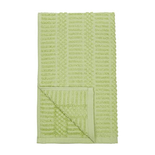 Amazon Basics 100% Cotton Soft & Absorbent, Popcorn Texture Terry Kitchen Cloth, Pack of 4, Green Stripe, 26"L x 16"W