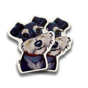 Two Schnauzer Stickers, Cute Schnauzer Vinyl Sticker, Schnauzer Sticker for Car or Laptop