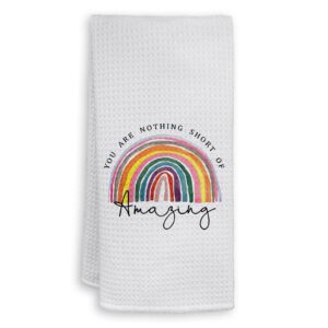 hiwx bohemian you are nothing short of amazing decorative kitchen towels and dish towels, boho rainbow motivational encouragement hand towels tea towel for bathroom kitchen decor 16×24 inches