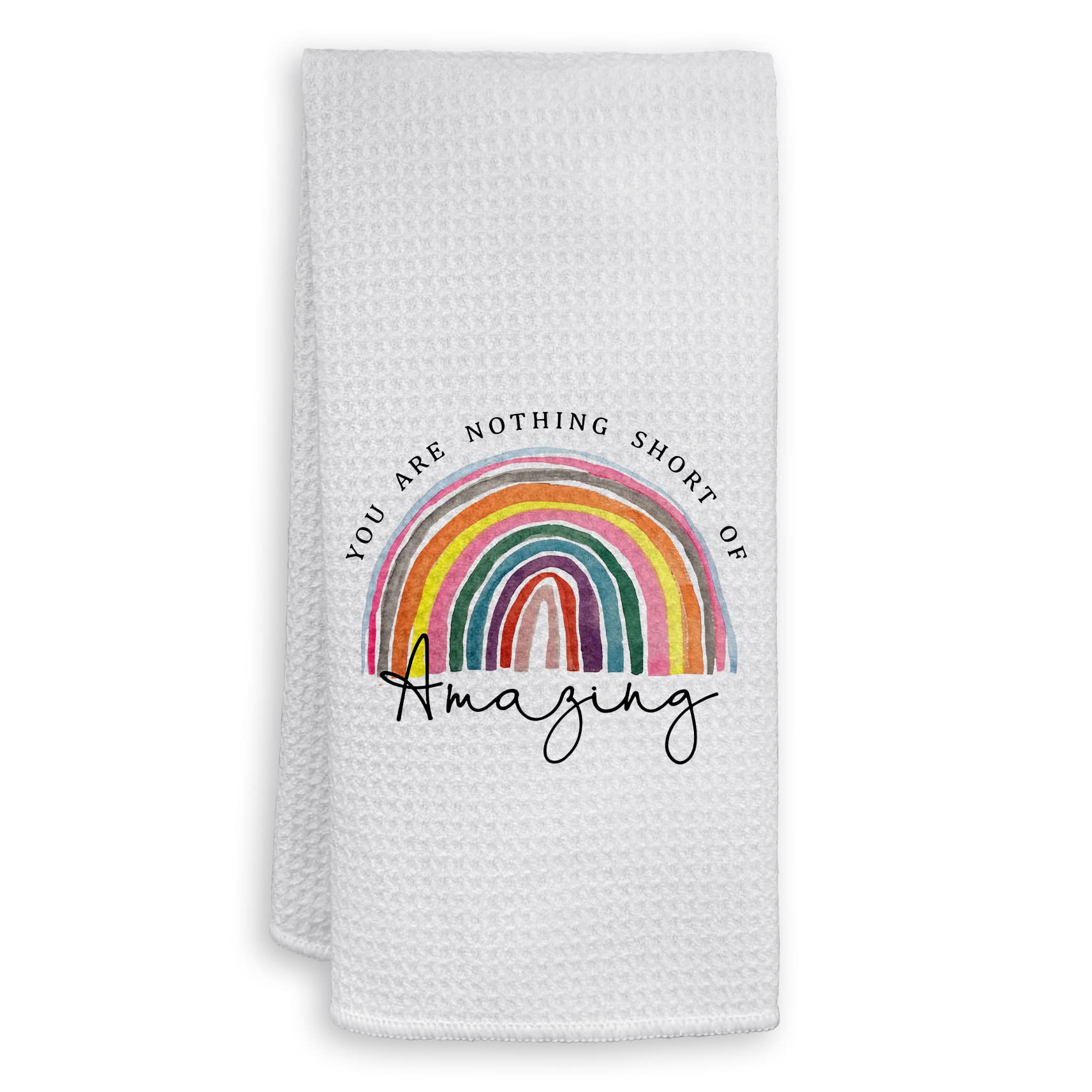 HIWX Bohemian You are Nothing Short of Amazing Decorative Kitchen Towels and Dish Towels, Boho Rainbow Motivational Encouragement Hand Towels Tea Towel for Bathroom Kitchen Decor 16×24 Inches