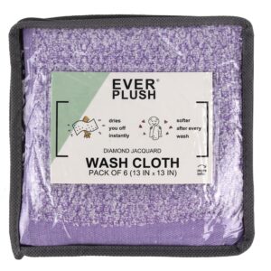 Everplush Diamond Jacquard Washcloth 6 Piece in Lavender