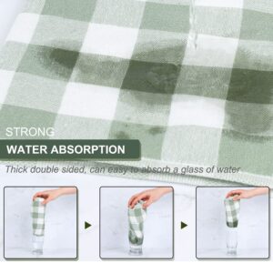 PiccoCasa 100% Cotton Terry Kitchen Towels Set of 6 Plaid Pattern (13 x 29 Inch) Soft Absorbent Drying Dish Towels for Kitchen Cooking - Green, White