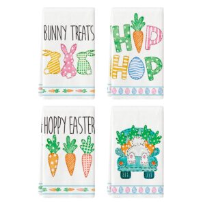 artoid mode bunny treats rabbits hip hop carrots truck hoppy easter kitchen towels dish towels, 18x26 inch seasonal decoration hand towels set of 4