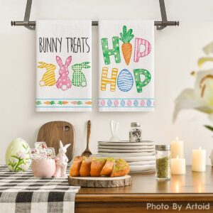 Artoid Mode Bunny Treats Rabbits Hip Hop Carrots Truck Hoppy Easter Kitchen Towels Dish Towels, 18x26 Inch Seasonal Decoration Hand Towels Set of 4