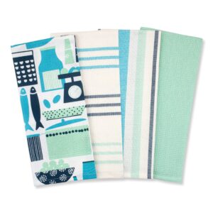 jot & mark dish towels 100 percent cotton | set of 4 for drying and kitchen use (seafoam blue-green)