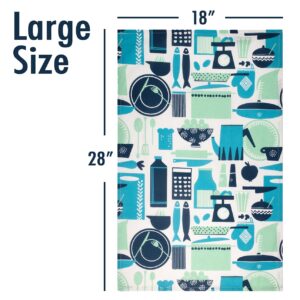 Jot & Mark Dish Towels 100 Percent Cotton | Set of 4 for Drying and Kitchen Use (Seafoam Blue-Green)