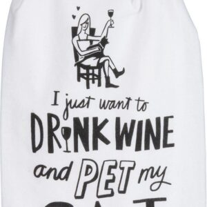 Primitives by Kathy 36922 LOL Made You Smile Dish Towel, 28 x 28-Inches, Drink Wine and Pet My Cat