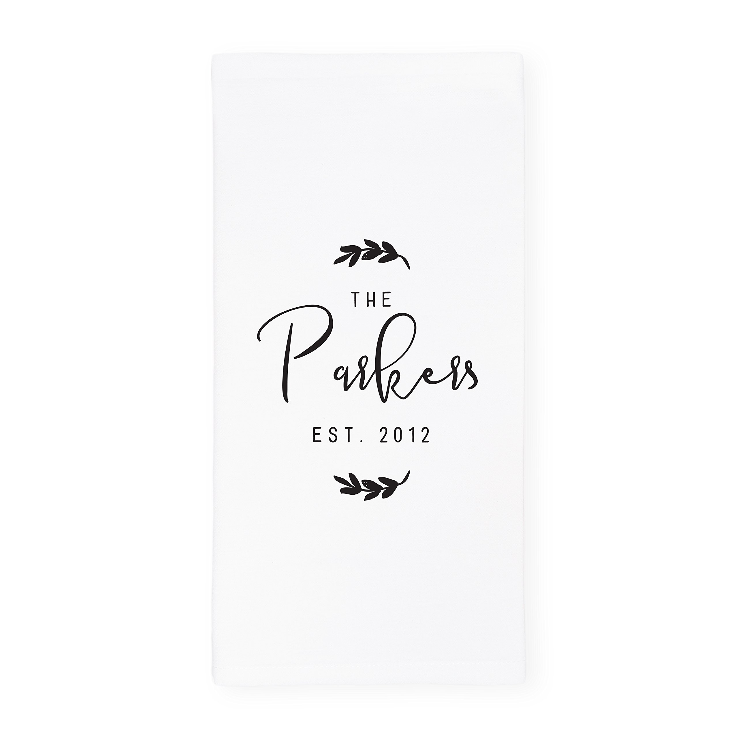 The Cotton & Canvas Co. Personalized The Parkers Est. 2012 Soft and Absorbent Kitchen Tea Towel, Flour Sack Towel and Dish Cloth