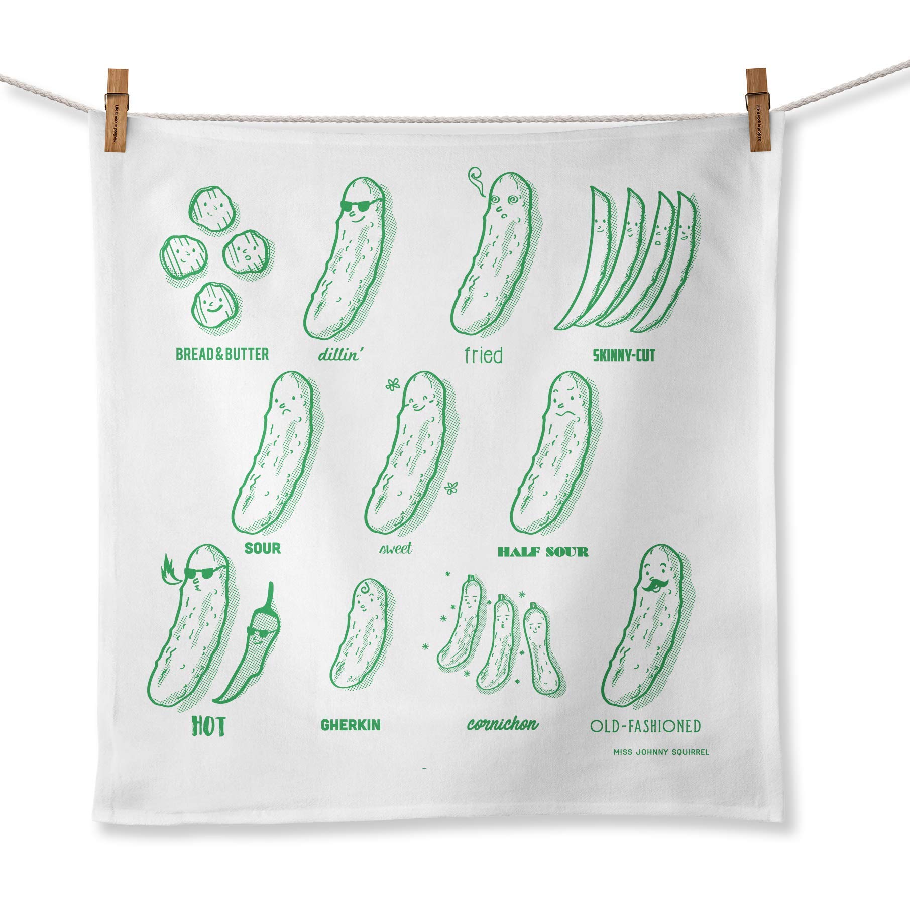 Funny Pickle Kitchen Tea Towel, Flour Sack Dishcloth, Kitchen Gift for Foodie, Food Lovers, Homestead Country Cottage