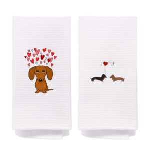 negiga dachshund valentine kitchen towels 16x24 set of 2,love gifts for her,valentines gifts for her girlfriend,anniversary wedding gifts for wife couple,dachshund gifts for women,dachshund decor 167