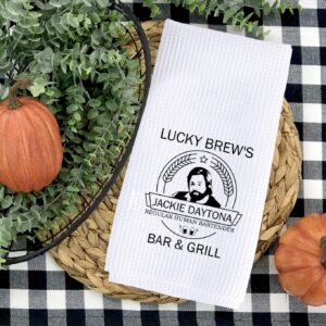 WWDITS TV Show Inspired Lucky Brew’s Regular Human Bartender Bar & Grill Kitchen Towel Dish Towel Tea Towel (Lucky Brew Towel)