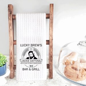 WWDITS TV Show Inspired Lucky Brew’s Regular Human Bartender Bar & Grill Kitchen Towel Dish Towel Tea Towel (Lucky Brew Towel)