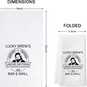WWDITS TV Show Inspired Lucky Brew’s Regular Human Bartender Bar & Grill Kitchen Towel Dish Towel Tea Towel (Lucky Brew Towel)
