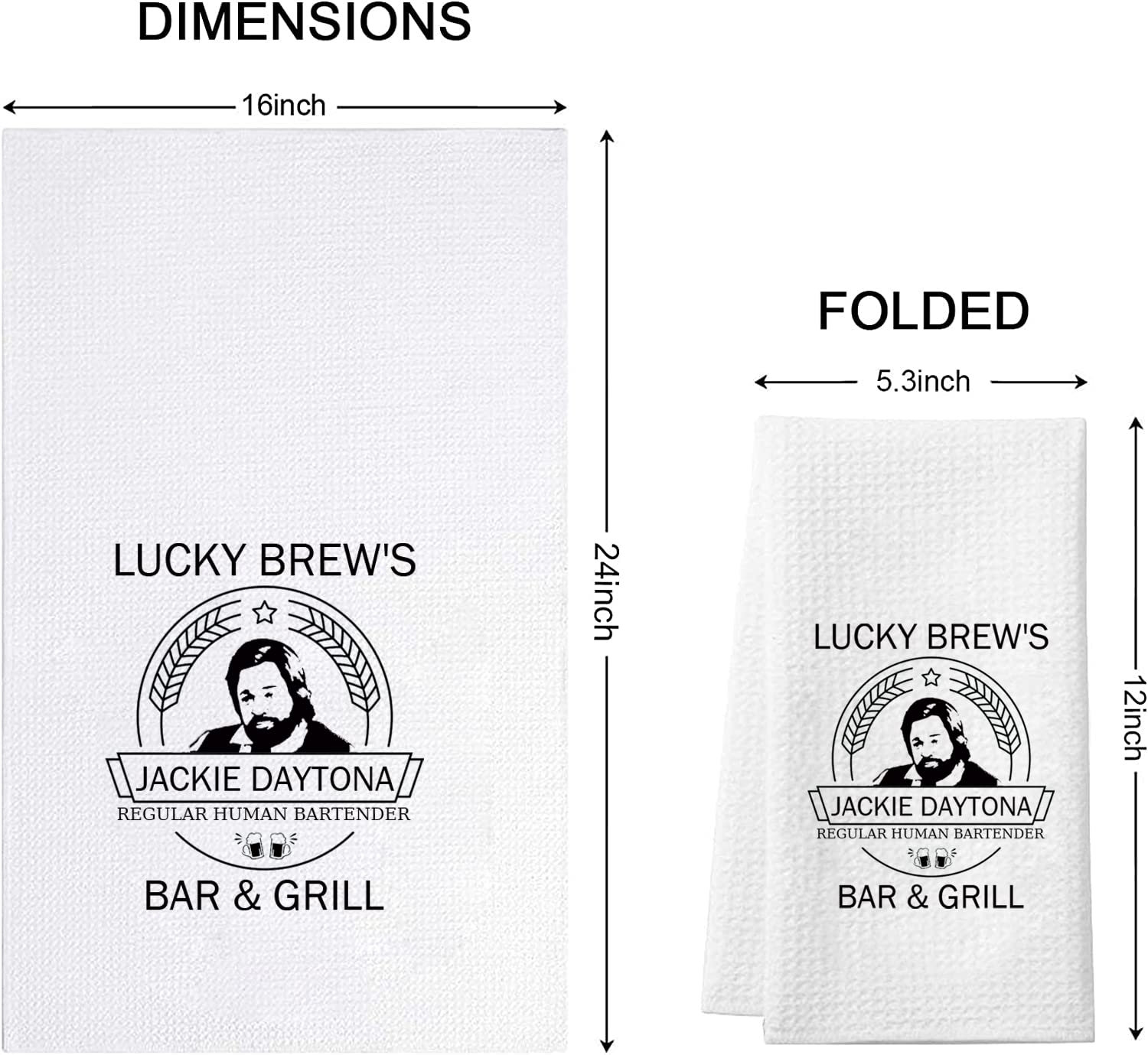 WWDITS TV Show Inspired Lucky Brew’s Regular Human Bartender Bar & Grill Kitchen Towel Dish Towel Tea Towel (Lucky Brew Towel)