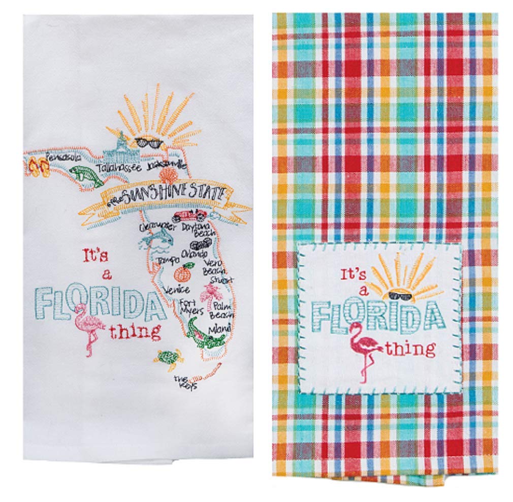 2 Piece Kay Dee Home State of Florida Embroidered Kitchen Towel Bundle