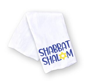 shabbat shalom jewish kitchen and bathroom towel, jewish holiday and shabbat gifts, housewarming and hostess kitchen towel with jewish star (shabbat shalom)