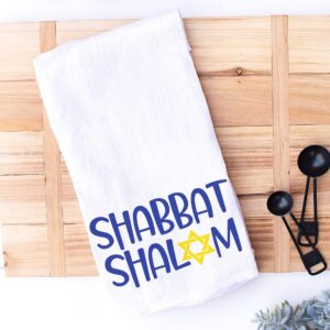 Shabbat Shalom Jewish Kitchen and Bathroom Towel, Jewish Holiday and Shabbat Gifts, Housewarming and Hostess Kitchen Towel with Jewish Star (Shabbat Shalom)