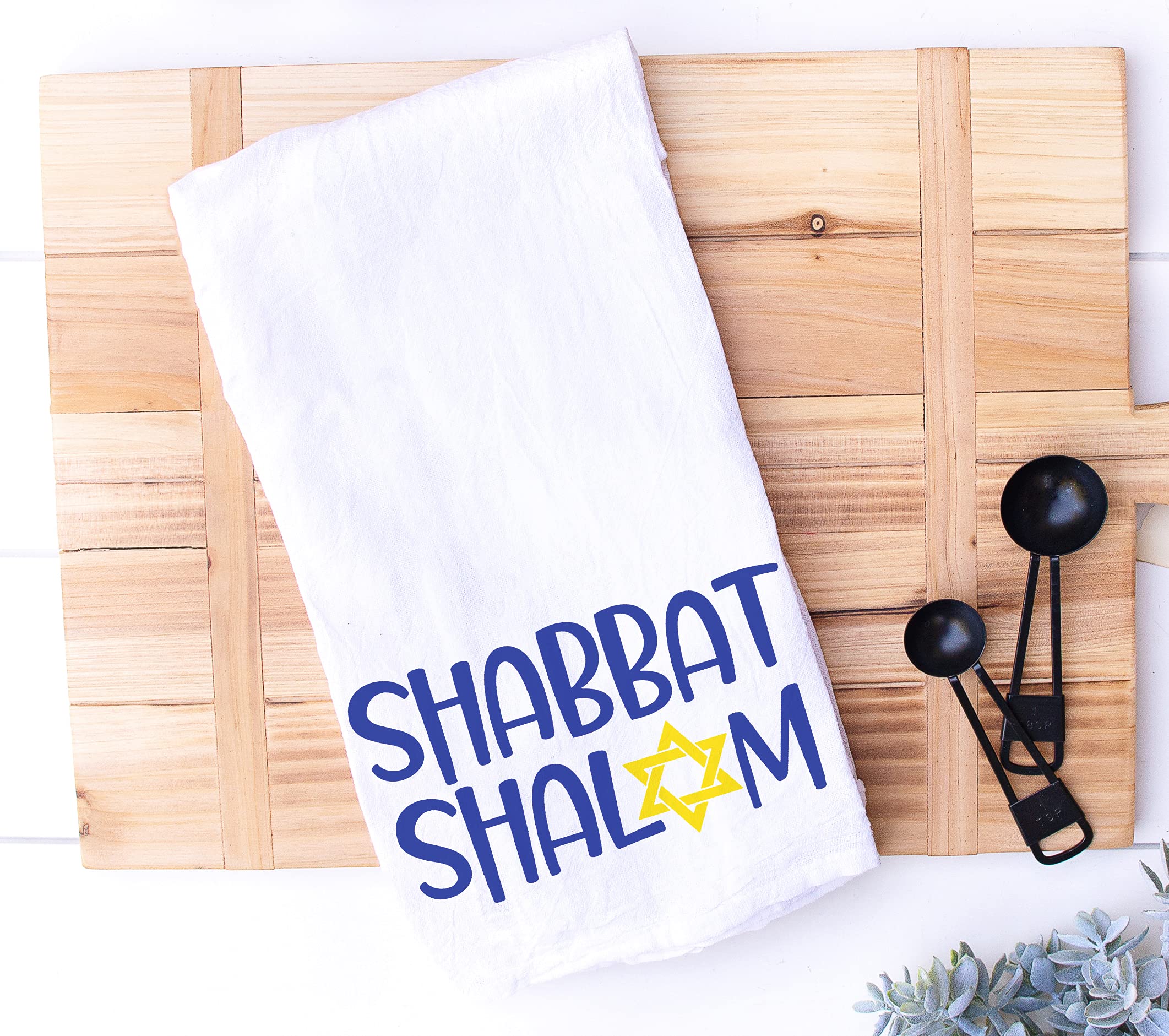 Shabbat Shalom Jewish Kitchen and Bathroom Towel, Jewish Holiday and Shabbat Gifts, Housewarming and Hostess Kitchen Towel with Jewish Star (Shabbat Shalom)